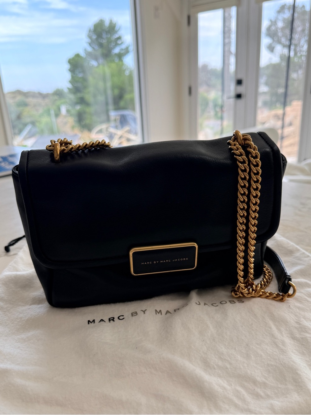 Marc by Marc Jacobs Black Leather Chain Strap Shoulder/Crossbody Bag